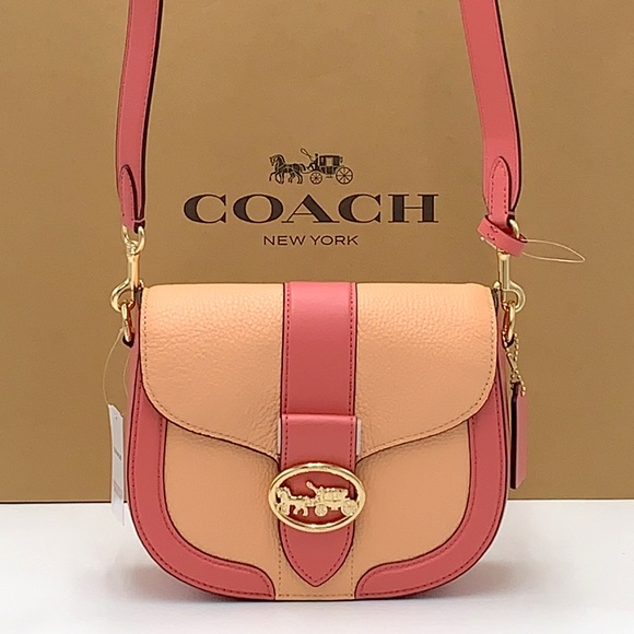 COACH Georgie Saddle Bag In Colorblock COLOR:
Gold/Faded Blush/Taffy - Picture 5 of 16